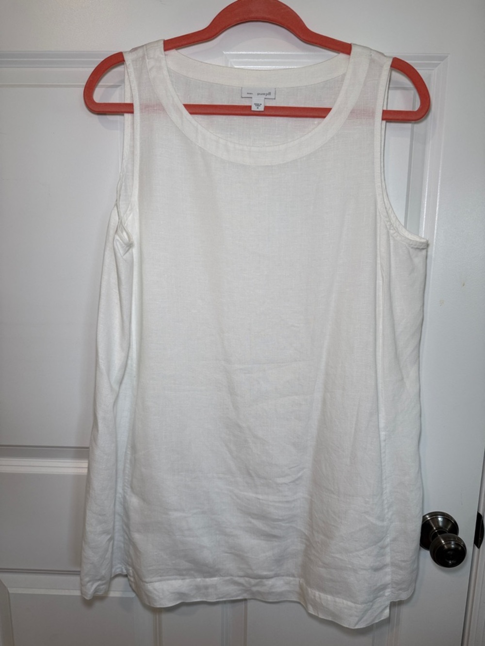 Purejill Lightweight White Linen Long Tank Top